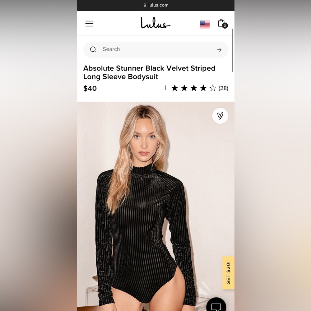 Lulu’s Absolute Stunner Black Velvet Striped Long Sleeve Bodysuit